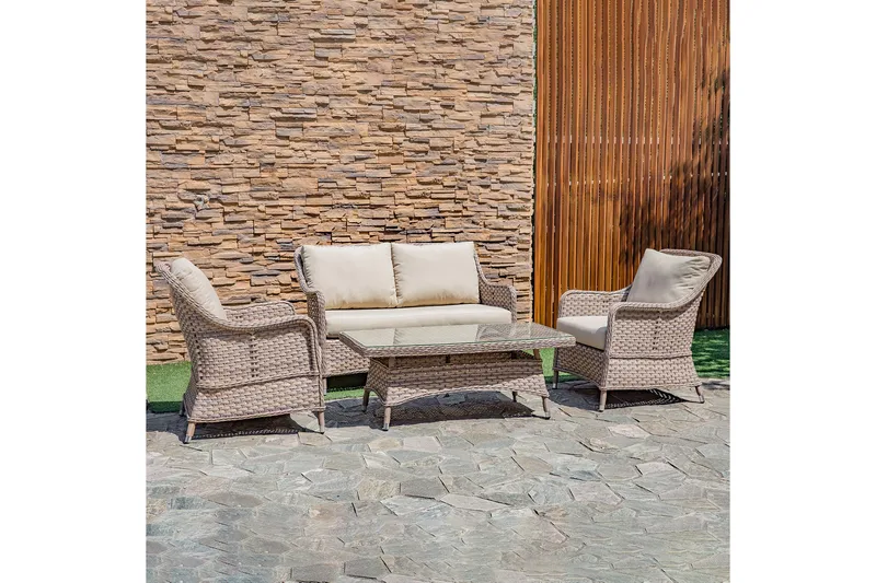 Möbelset EDEN Utebord Utesoffa och 2 Utefåtöljer - Utemöbler - Utegrupp - Loungegrupp