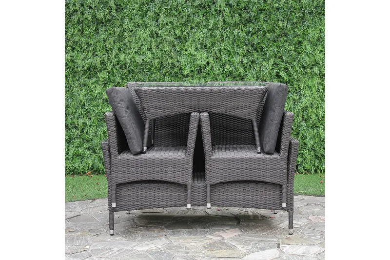 Möbelset WATERS Utebord Utesoffa och 2 Utestolar - Utemöbler - Utegrupp - Loungegrupp