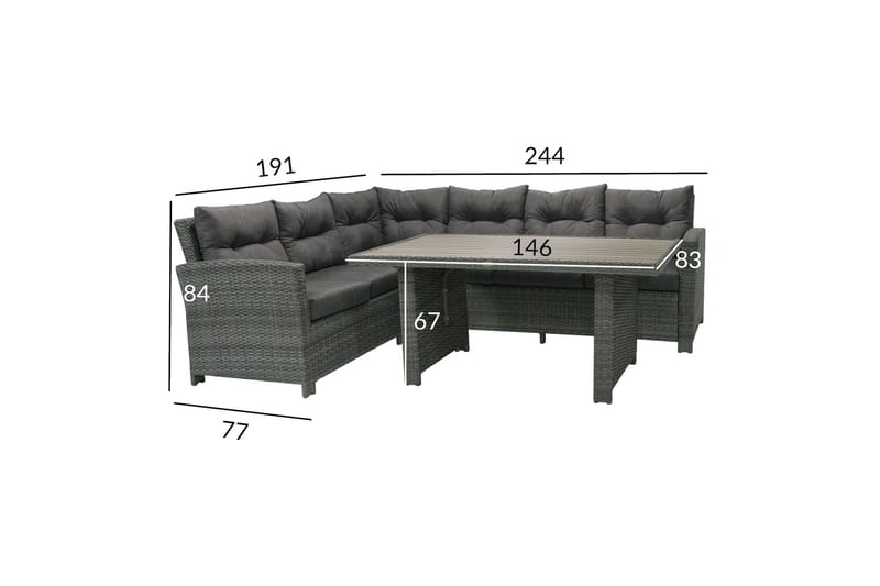 Möbelset Pavia Hörnsoffa Utomhus Med Utebord Och Kuddar - Utemöbler - Utegrupp - Loungegrupp