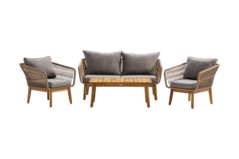 MOROCCO Soffgrupp Utomhus Akacia/Brun/Beige - Utemöbler - Utegrupp - Loungegrupp