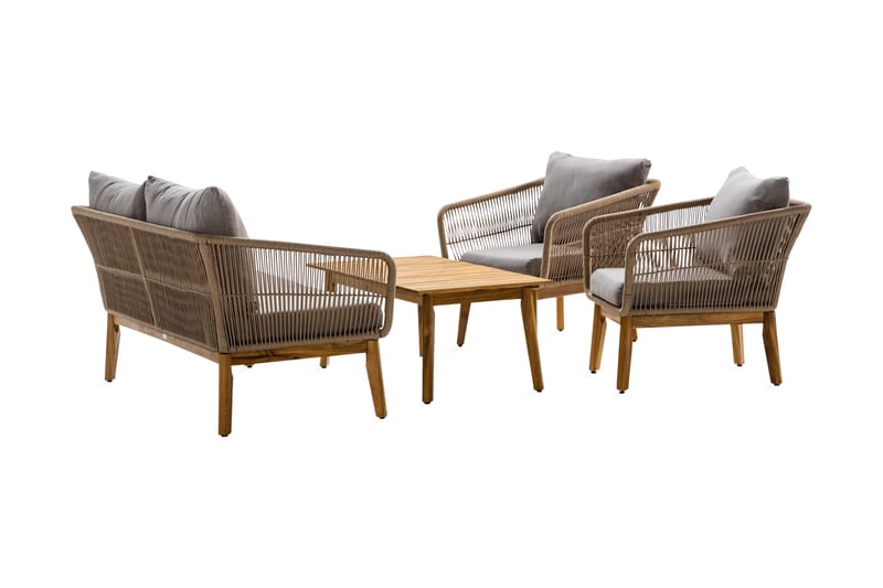 MOROCCO Soffgrupp Utomhus Akacia/Brun/Beige - Utemöbler - Utegrupp - Loungegrupp