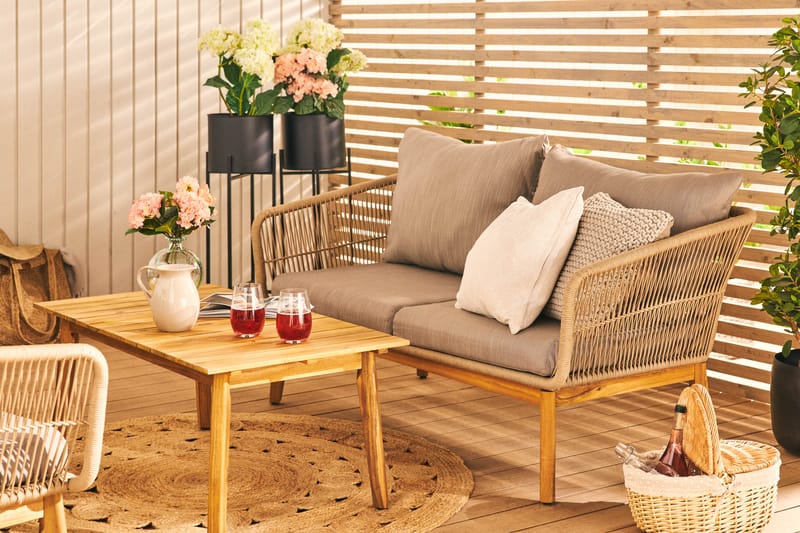 MOROCCO Soffgrupp Utomhus Akacia/Brun/Beige - Utemöbler - Utegrupp - Loungegrupp