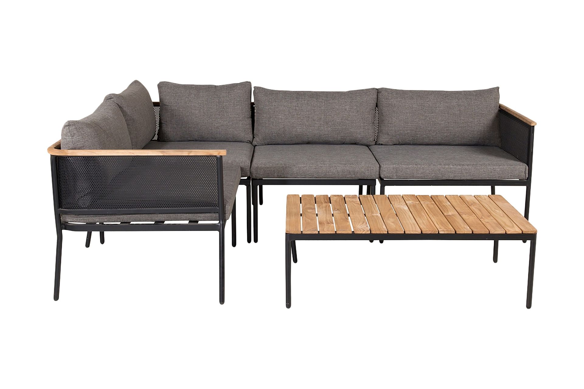 nettan hörnloungegrupp utomhus med dynor - svart