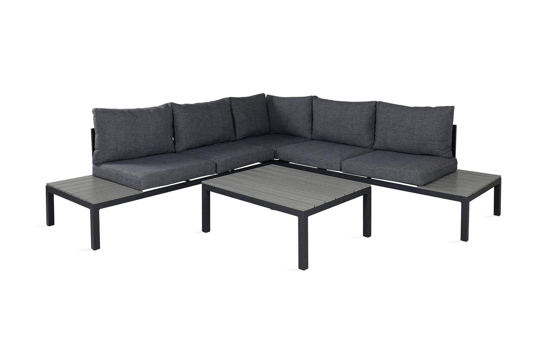 odense loungegrupp utomhus med dynor - svart