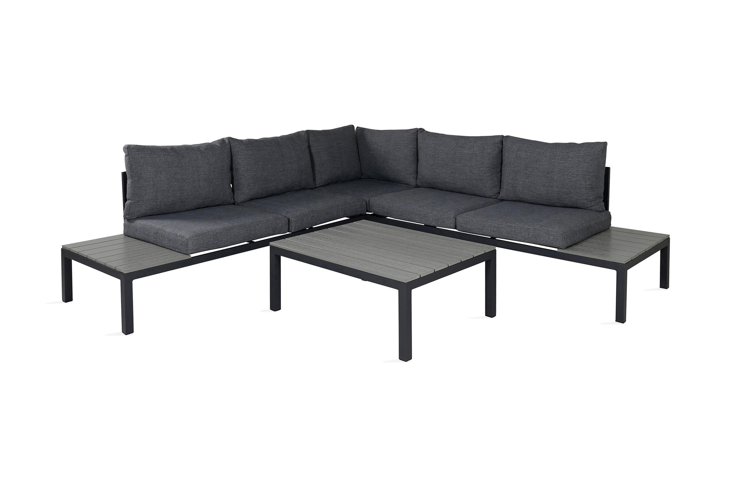 odense loungegrupp utomhus med dynor - svart