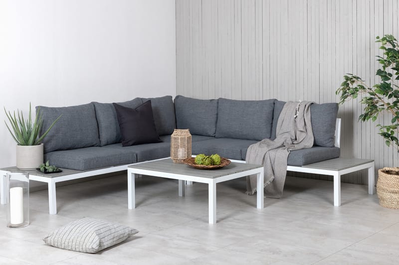 Odense Loungegrupp Utomhus med Dynor - Vit - Utemöbler - Utegrupp - Loungegrupp