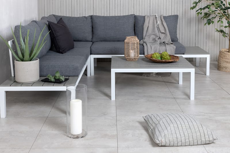 Odense Loungegrupp Utomhus med Dynor - Vit - Utemöbler - Utegrupp - Loungegrupp
