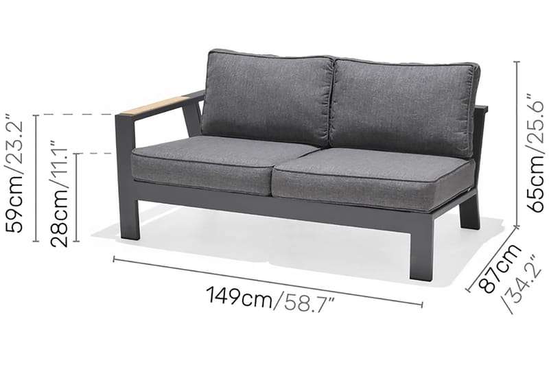 Palau Loungegrupp Utomhus 5-sits - Trä/Grå - Utemöbler - Utegrupp - Loungegrupp