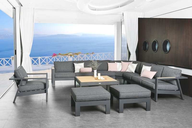 Palau Loungegrupp Utomhus 5-sits - Trä/Grå - Utemöbler - Utegrupp - Loungegrupp