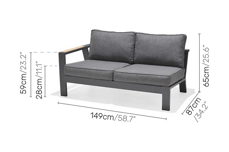 PALAU Loungegrupp Utomhus 6-sits Trä/Grå - Utemöbler - Utegrupp - Loungegrupp
