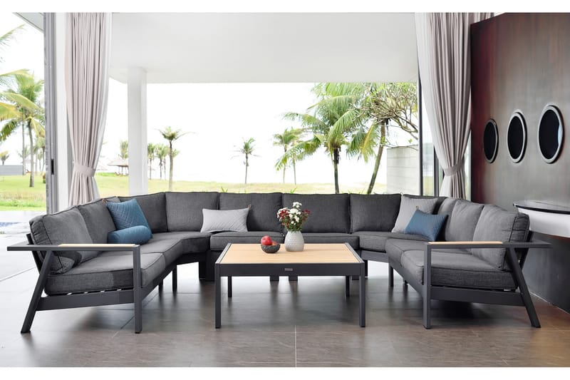 PALAU Loungegrupp Utomhus 8-sits Trä/Grå - Utemöbler - Utegrupp - Loungegrupp