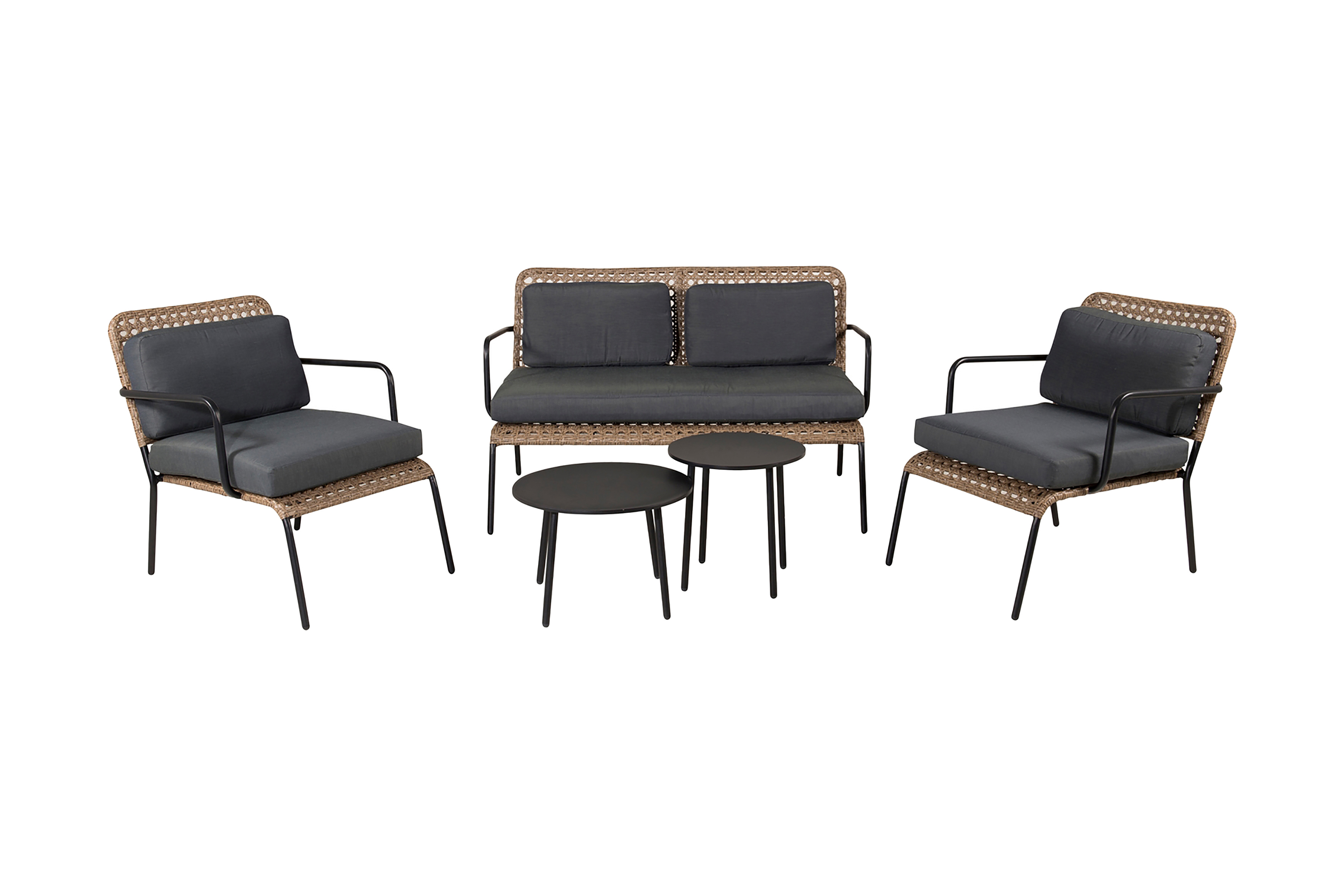 paola loungegrupp utomhus med dynor - svart