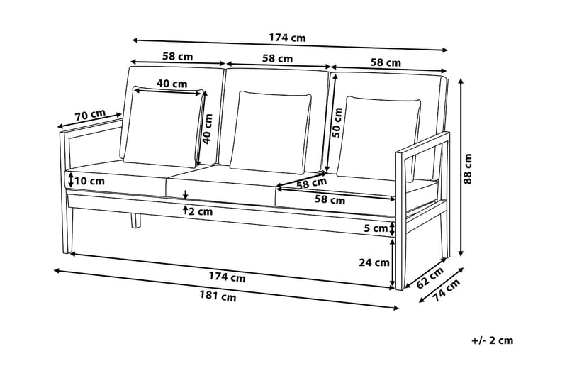 PATAJA Loungegrupp Utomhus 197 cm - Utemöbler - Utegrupp - Loungegrupp