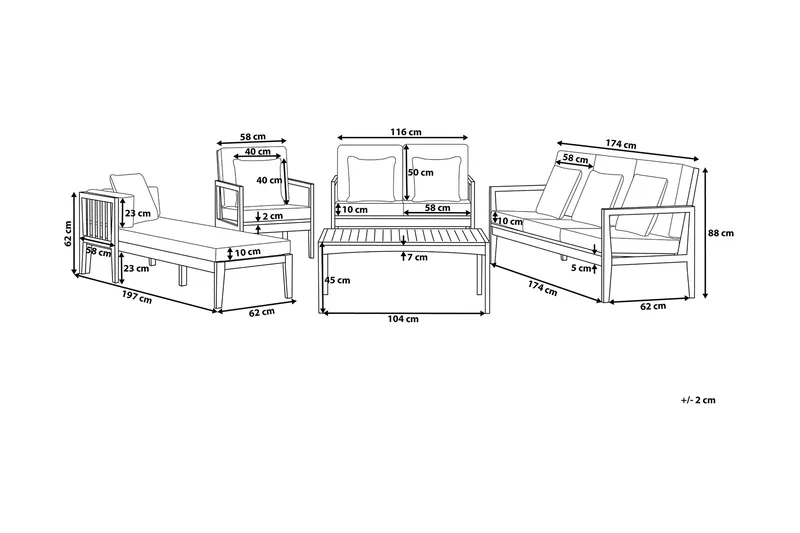 Pataja Loungegrupp Utomhus - Akacia/Grå - Utemöbler - Utegrupp - Loungegrupp