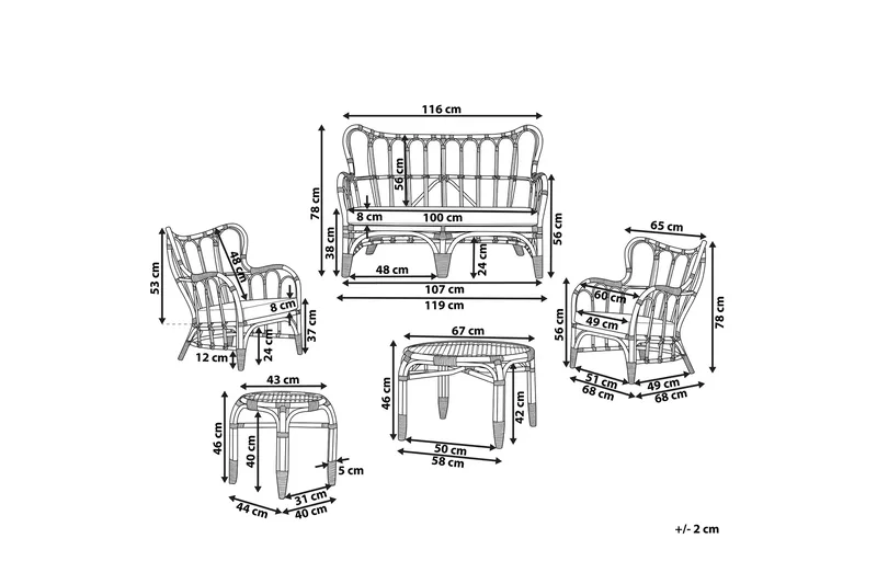 Pedagne Loungegrupp Utomhus 4-sits - Rotting/Beige - Utemöbler - Utegrupp - Loungegrupp