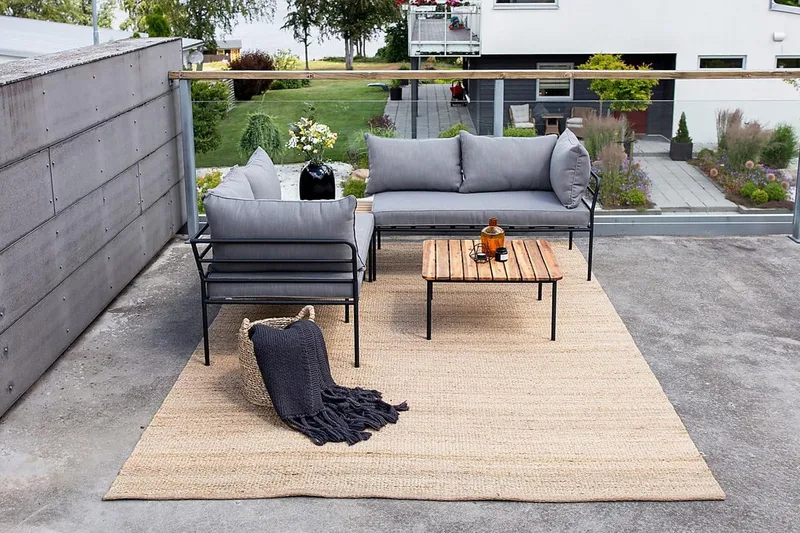 Penh Hörnsoffa Utomhus - Svart/Natur - Utemöbler - Utegrupp - Loungegrupp