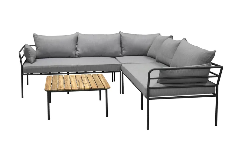 Penh Hörnsoffa Utomhus - Svart/Natur - Utemöbler - Utegrupp - Loungegrupp