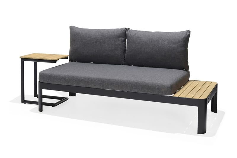 PORTALS Loungegrupp Utomhus 2-sits Svart/Teak - Utemöbler - Utegrupp - Loungegrupp