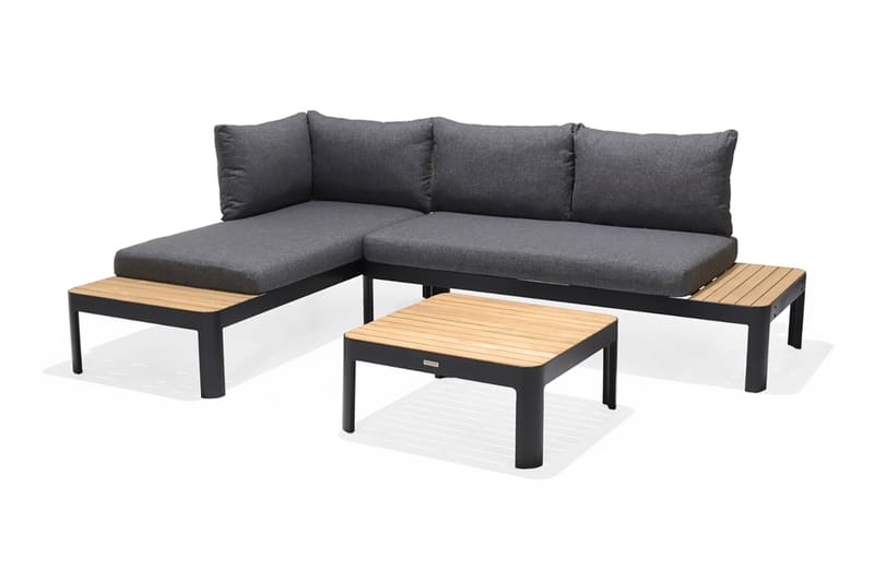 PORTALS Loungegrupp Utomhus 4-sits Svart/Teak - Utemöbler - Utegrupp - Loungegrupp