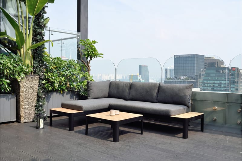 Portals Loungegrupp Utomhus 4-sits - Teak/Svart - Utemöbler - Utegrupp - Loungegrupp