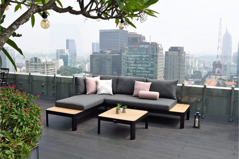 Portals Loungegrupp Utomhus 4-sits - Teak/Svart - Utemöbler - Utegrupp - Loungegrupp