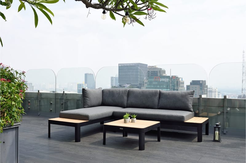 Portals Loungegrupp Utomhus 4-sits - Teak/Svart - Utemöbler - Utegrupp - Loungegrupp