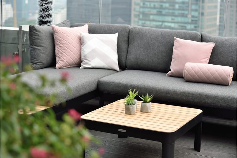 Portals Loungegrupp Utomhus 4-sits - Teak/Svart - Utemöbler - Utegrupp - Loungegrupp