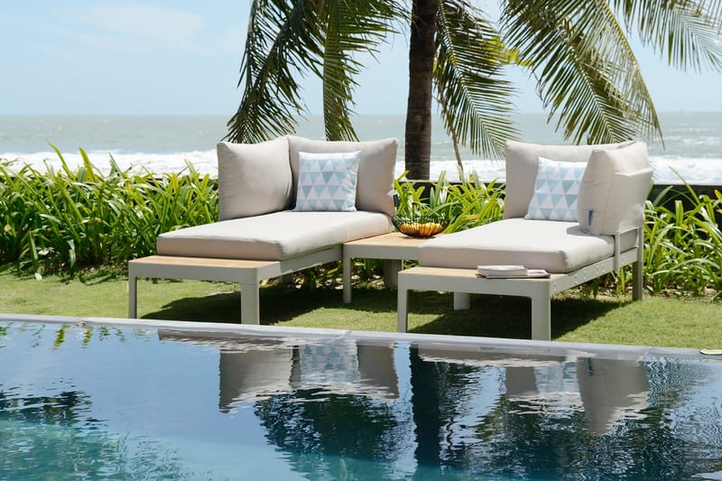 Portals Loungegrupp Utomhus 4-sits - Vit/Teak - Utemöbler - Utegrupp - Loungegrupp