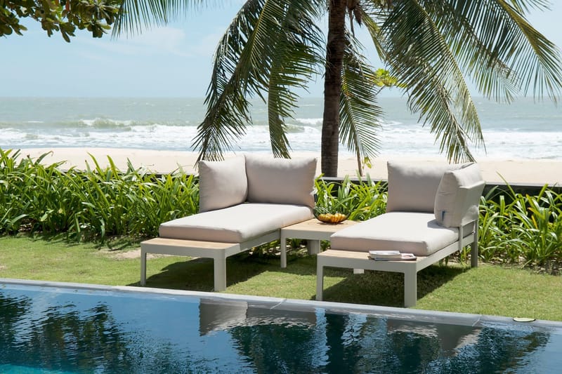 Portals Loungegrupp Utomhus 4-sits - Vit/Teak - Utemöbler - Utegrupp - Loungegrupp