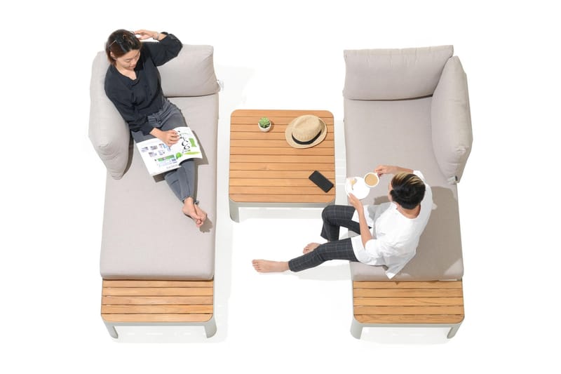 Portals Loungegrupp Utomhus 4-sits - Vit/Teak - Utemöbler - Utegrupp - Loungegrupp