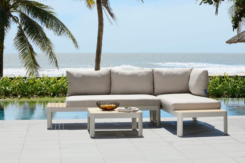 Portals Loungegrupp Utomhus 4-sits - Vit/Teak - Utemöbler - Utegrupp - Loungegrupp