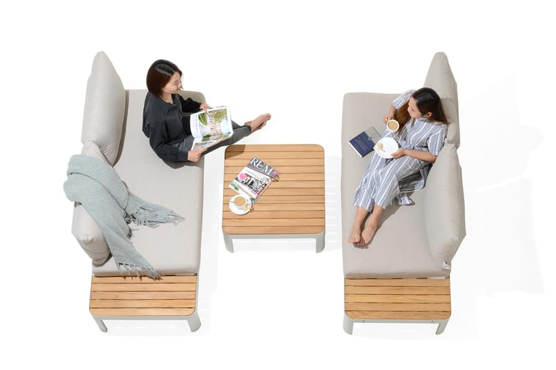 Portals Loungegrupp Utomhus 4-sits - Vit/Teak - Utemöbler - Utegrupp - Loungegrupp