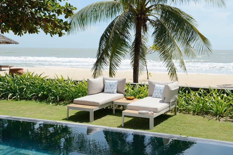 Portals Loungegrupp Utomhus 4-sits - Vit/Teak - Utemöbler - Utegrupp - Loungegrupp