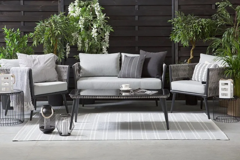 Preveza Loungegrupp Utomhus 120 cm, Grå