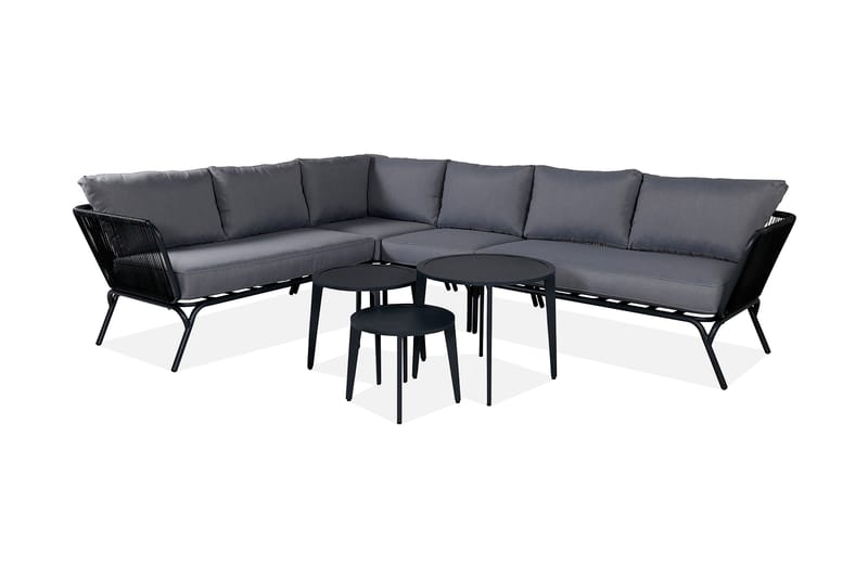 Roxo HörnLoungegrupp Utomhus med Dynor - Svart - Utemöbler - Utegrupp - Loungegrupp