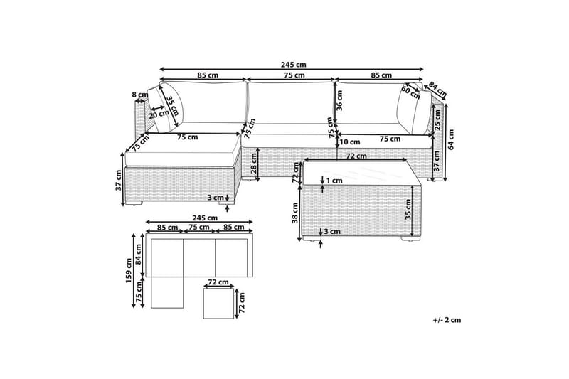 Loungegrupp Sano Natur/vit, Högervänd - Natur/vit, Högervänd - Utemöbler - Utegrupp - Loungegrupp