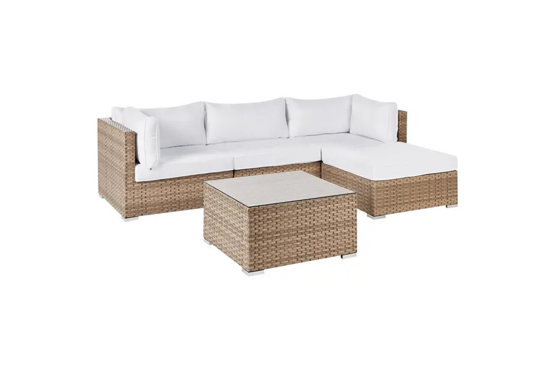 Loungegrupp Sano Natur/vit, Vänstervänd - Natur/vit, Vänstervänd - Utemöbler - Utegrupp - Loungegrupp