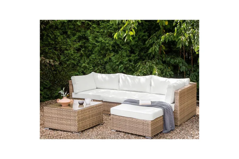 Loungegrupp Sano Natur/vit, Vänstervänd - Natur/vit, Vänstervänd - Utemöbler - Utegrupp - Loungegrupp