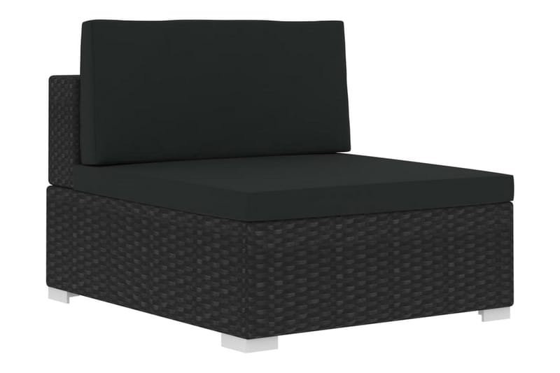 Soffgrupp Utomhus för trädgård med dynor 3 delar konstrotting svart - Svart - Utemöbler - Utegrupp - Loungegrupp