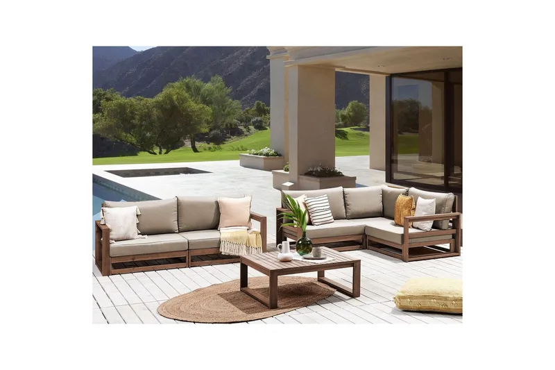 Loungegrupp Timor 4-sits Mörkt trä/grått/beige, Ja - Mörkt trä/grått/beige, Ja - Utemöbler - Utegrupp - Loungegrupp