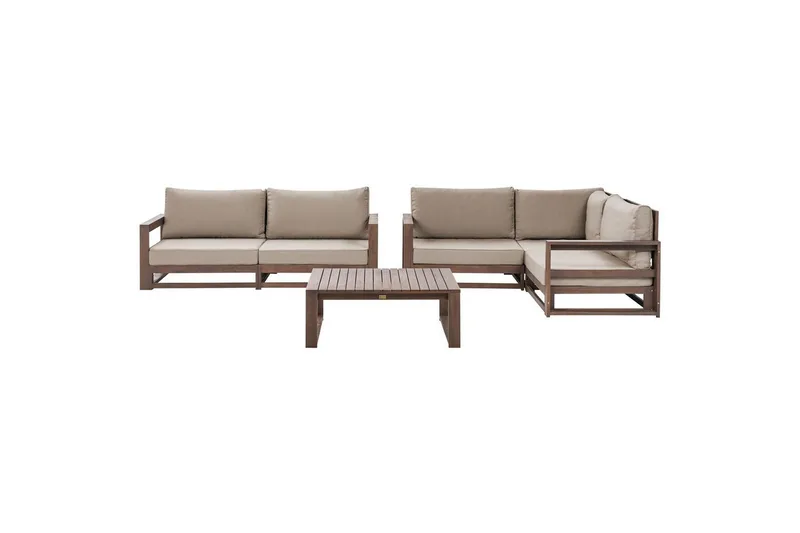 Loungegrupp Timor 4-sits Mörkt trä/grått/beige, Ja, Mörkt trä/grått/beige, Ja