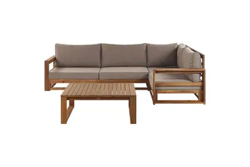 Loungegrupp Timor Ljus trä/beige, Ja, Högervänd - Ljus trä/beige, Ja, Högervänd - Utemöbler - Utegrupp - Loungegrupp