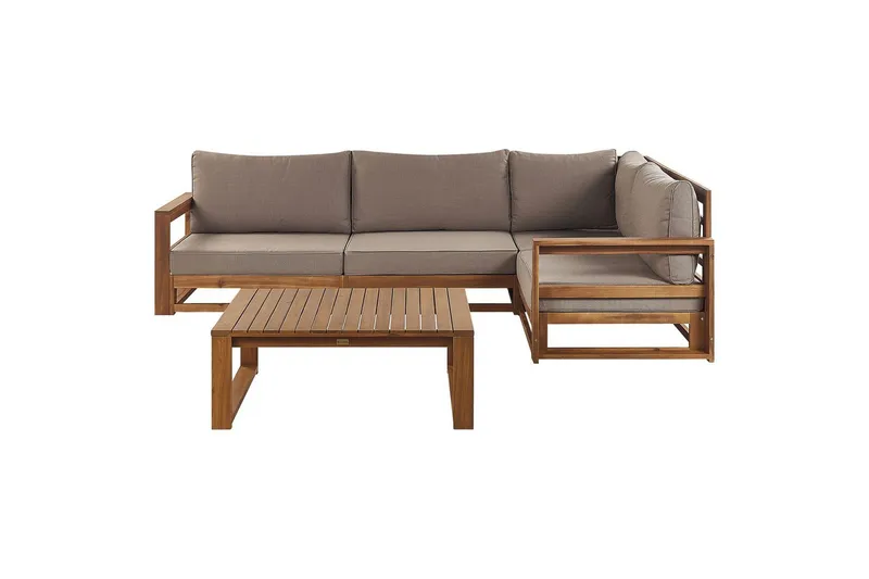 Loungegrupp Timor Ljus trä/beige, Ja, Högervänd - Ljus trä/beige, Ja, Högervänd - Utemöbler - Utegrupp - Loungegrupp