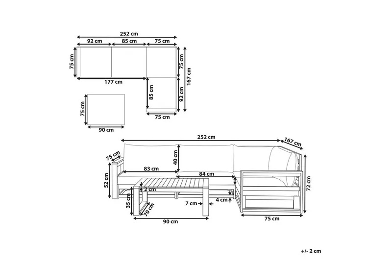 Loungegrupp Timor Ljus trä/beige, Ja, Vänstervänd - Ljus trä/beige, Ja, Vänstervänd - Utemöbler - Utegrupp - Loungegrupp