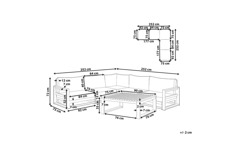 Loungegrupp Timor Ljus trä/grått/beige, Ja, Vändbar - Ljus trä/grått/beige, Ja, Vändbar - Utemöbler - Utegrupp - Loungegrupp