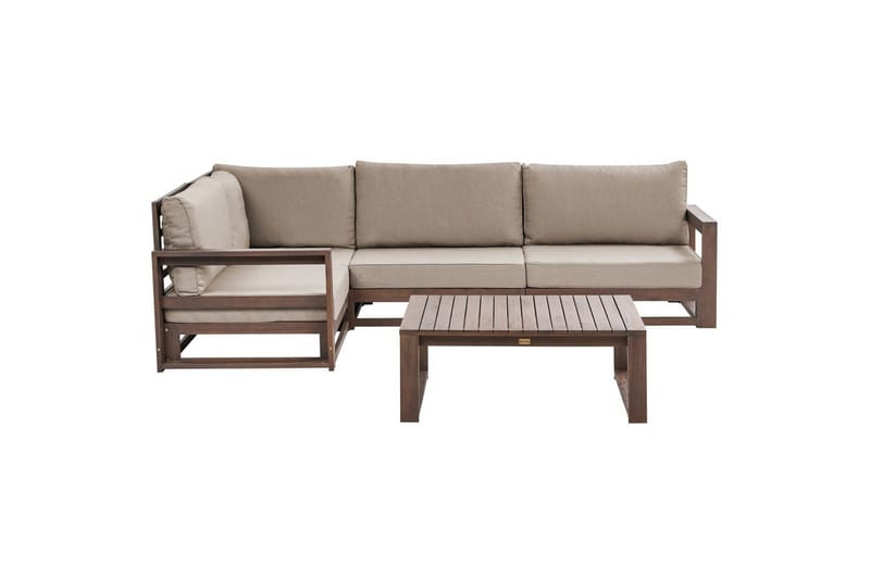 Loungegrupp Timor Mörk trä/beige/grå, Ja, Högervänd, Mörk trä/beige/grå, Ja, Högervänd