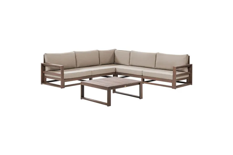 Loungegrupp Timor Mörkt trä/grått/beige, Ja, Vändbar - Mörkt trä/grått/beige, Ja, Vändbar - Utemöbler - Utegrupp - Loungegrupp