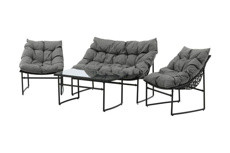 Tina Loungegrupp Utomhus 4-sits - Svart - Utemöbler - Utegrupp - Loungegrupp
