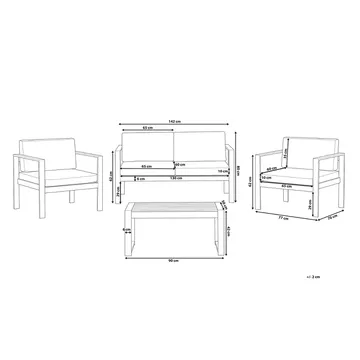 Tirrena Loungegrupp Utomhus 90 cm - Grå - Utemöbler - Utegrupp - Loungegrupp