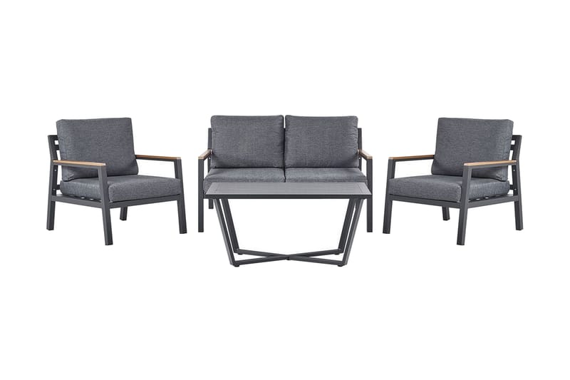 Trädgårdsmöbelset 4-sits mörkgrå DELIA - Svart - Utemöbler - Utegrupp - Loungegrupp